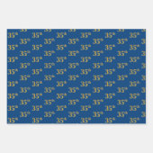 黒エレガント、赤、青、フェイク金ゴールド35番目のイベント番号 ラッピングペーパーシート (正面3)