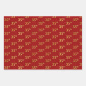黒エレガント、赤、青、フェイク金ゴールド35番目のイベント番号 ラッピングペーパーシート (正面2)