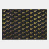 黒エレガント、赤、青、フェイク金ゴールド35番目のイベント番号 ラッピングペーパーシート (正面)