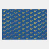 黒エレガント、赤、青、フェイク金ゴールド36番目のイベント番号 ラッピングペーパーシート (正面3)