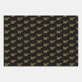 黒エレガント、赤、青、フェイク金ゴールド36番目のイベント番号 ラッピングペーパーシート (正面)