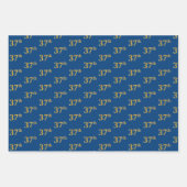 黒エレガント、赤、青、フェイク金ゴールド37番目のイベント番号 ラッピングペーパーシート (正面3)