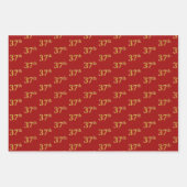 黒エレガント、赤、青、フェイク金ゴールド37番目のイベント番号 ラッピングペーパーシート (正面2)