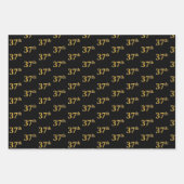 黒エレガント、赤、青、フェイク金ゴールド37番目のイベント番号 ラッピングペーパーシート (正面)