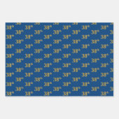 黒エレガント、赤、青、フェイク金ゴールド38番目のイベント番号 ラッピングペーパーシート (正面3)