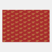 黒エレガント、赤、青、フェイク金ゴールド38番目のイベント番号 ラッピングペーパーシート (正面2)