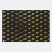 黒エレガント、赤、青、フェイク金ゴールド38番目のイベント番号 ラッピングペーパーシート (正面)