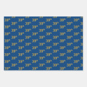 黒エレガント、赤、青、フェイク金ゴールド39番目のイベント番号 ラッピングペーパーシート (正面3)