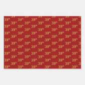 黒エレガント、赤、青、フェイク金ゴールド39番目のイベント番号 ラッピングペーパーシート (正面2)