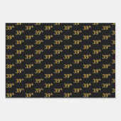 黒エレガント、赤、青、フェイク金ゴールド39番目のイベント番号 ラッピングペーパーシート (正面)