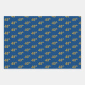 黒エレガント、赤、青、フェイク金ゴールド40番目のイベント番号 ラッピングペーパーシート (正面3)