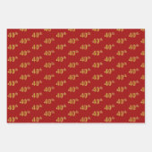 黒エレガント、赤、青、フェイク金ゴールド40番目のイベント番号 ラッピングペーパーシート (正面2)