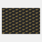 黒エレガント、赤、青、フェイク金ゴールド40番目のイベント番号 ラッピングペーパーシート (正面)