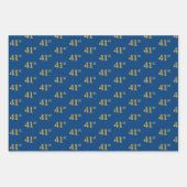 黒エレガント、赤、青、フェイク金ゴールド41番目のイベント番号 ラッピングペーパーシート (正面3)