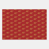 黒エレガント、赤、青、フェイク金ゴールド41番目のイベント番号 ラッピングペーパーシート (正面2)