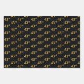 黒エレガント、赤、青、フェイク金ゴールド43番目のイベント番号 ラッピングペーパーシート (正面)