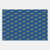 黒エレガント、赤、青、フェイク金ゴールド44番目のイベント番号 ラッピングペーパーシート (正面3)