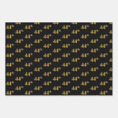 黒エレガント、赤、青、フェイク金ゴールド44番目のイベント番号 ラッピングペーパーシート (正面)