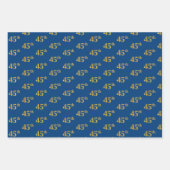 黒エレガント、赤、青、フェイク金ゴールド45番目のイベント番号 ラッピングペーパーシート (正面3)