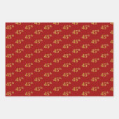 黒エレガント、赤、青、フェイク金ゴールド45番目のイベント番号 ラッピングペーパーシート (正面2)