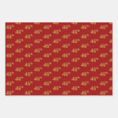 黒エレガント、赤、青、フェイク金ゴールド46番目のイベント番号 ラッピングペーパーシート (正面2)