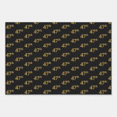 黒エレガント、赤、青、フェイク金ゴールド47番目のイベント番号 ラッピングペーパーシート (正面)