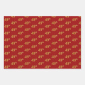 黒エレガント、赤、青、フェイク金ゴールド49番目のイベント番号 ラッピングペーパーシート (正面2)