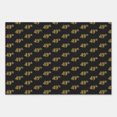 黒エレガント、赤、青、フェイク金ゴールド49番目のイベント番号 ラッピングペーパーシート (正面)