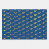 黒エレガント、赤、青、フェイク金ゴールド50番目のイベント番号 ラッピングペーパーシート (正面3)