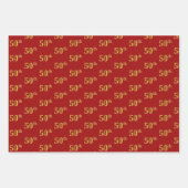 黒エレガント、赤、青、フェイク金ゴールド50番目のイベント番号 ラッピングペーパーシート (正面2)