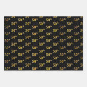 黒エレガント、赤、青、フェイク金ゴールド50番目のイベント番号 ラッピングペーパーシート (正面)