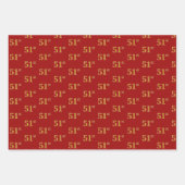黒エレガント、赤、青、フェイク金ゴールド51番目のイベント番号 ラッピングペーパーシート (正面2)