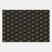 黒エレガント、赤、青、フェイク金ゴールド51番目のイベント番号 ラッピングペーパーシート (正面)