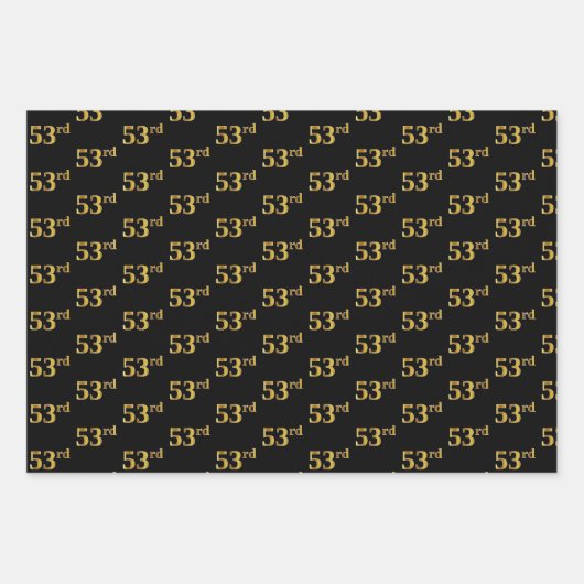 黒エレガント、赤、青、フェイク金ゴールド53番目のイベント番号 ラッピングペーパーシート (正面)