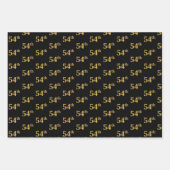 黒エレガント、赤、青、フェイク金ゴールド54番目のイベント番号 ラッピングペーパーシート (正面)