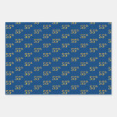 黒エレガント、赤、青、フェイク金ゴールド55番目のイベント番号 ラッピングペーパーシート (正面3)