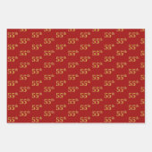 黒エレガント、赤、青、フェイク金ゴールド55番目のイベント番号 ラッピングペーパーシート (正面2)