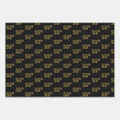 黒エレガント、赤、青、フェイク金ゴールド55番目のイベント番号 ラッピングペーパーシート (正面)