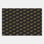 黒エレガント、赤、青、フェイク金ゴールド56番目のイベント番号 ラッピングペーパーシート (正面)