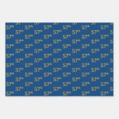 黒エレガント、赤、青、フェイク金ゴールド57番目のイベント番号 ラッピングペーパーシート (正面3)