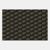 黒エレガント、赤、青、フェイク金ゴールド57番目のイベント番号 ラッピングペーパーシート (正面)