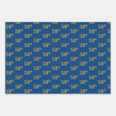 黒エレガント、赤、青、フェイク金ゴールド58番目のイベント番号 ラッピングペーパーシート (正面3)