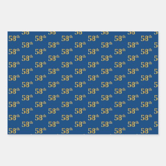 黒エレガント、赤、青、フェイク金ゴールド58番目のイベント番号 ラッピングペーパーシート (正面3)