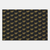 黒エレガント、赤、青、フェイク金ゴールド58番目のイベント番号 ラッピングペーパーシート (正面)