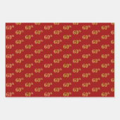 黒エレガント、赤、青、フェイク金ゴールド60番目のイベント番号 ラッピングペーパーシート (正面2)