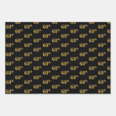 黒エレガント、赤、青、フェイク金ゴールド60番目のイベント番号 ラッピングペーパーシート (正面)