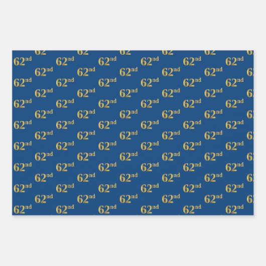 黒エレガント、赤、青、フェイク金ゴールド62番目のイベント番号 ラッピングペーパーシート (正面3)