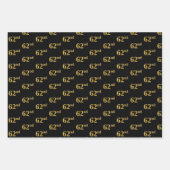 黒エレガント、赤、青、フェイク金ゴールド62番目のイベント番号 ラッピングペーパーシート (正面)