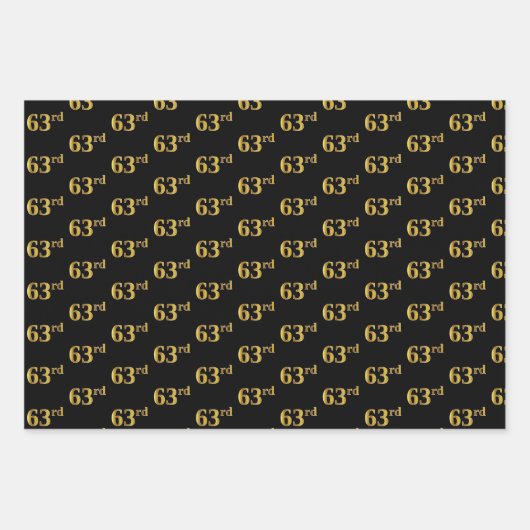 黒エレガント、赤、青、フェイク金ゴールド63番目のイベント番号 ラッピングペーパーシート (正面)