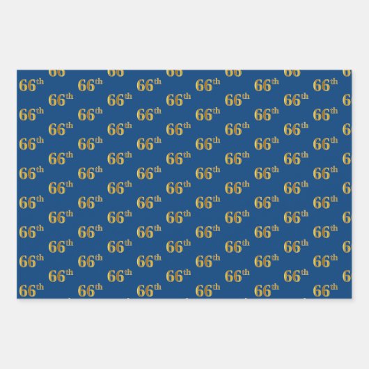 黒エレガント、赤、青、フェイク金ゴールド66番目のイベント番号 ラッピングペーパーシート (正面3)